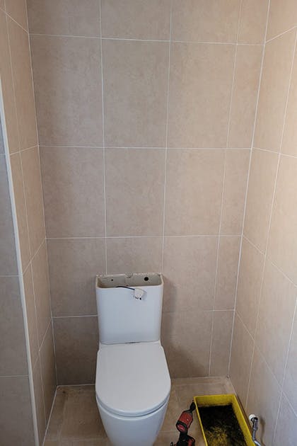 New toilet installation in progress